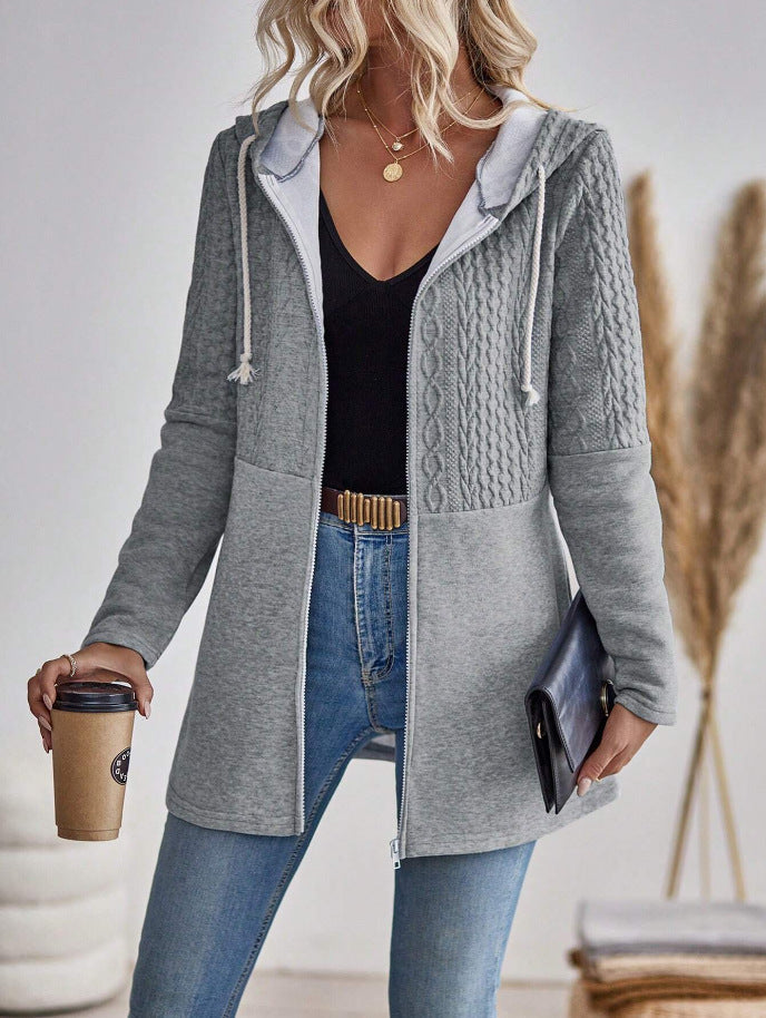 Mia | Sleek Gray Hooded Cardigan