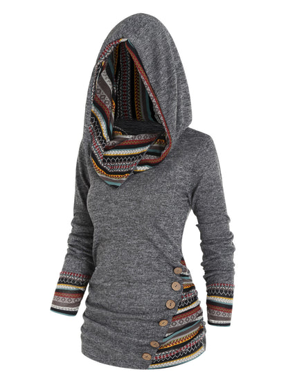 Women's Boho Patchwork Hoodie