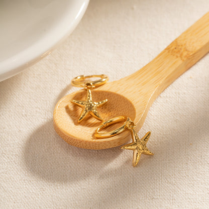 Starfish Huggie Hoops